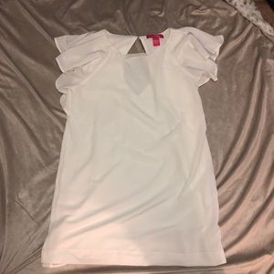 CATHERINE RUFFLE SLEEVE SCOOP NECK SHIFT DRESS